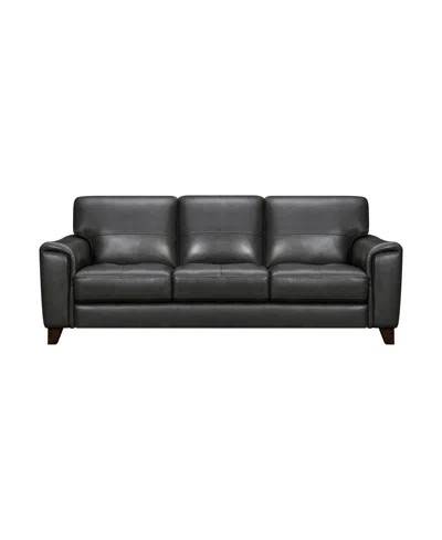 Armen Living Bergen 88" Genuine Leather Square Arm Sofa In Pewter