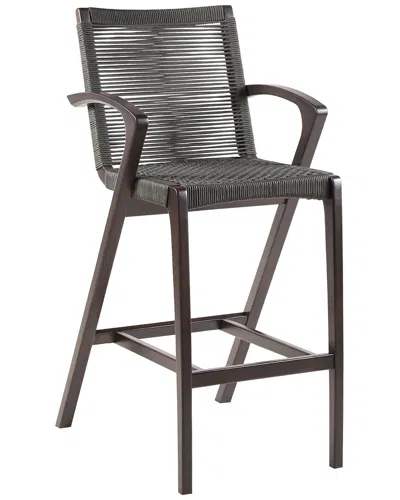 Armen Living Brielle Outdoor Dark Eucalyptus Wood And Rope Counter And Bar Height Stool In Brown
