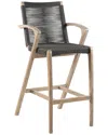 ARMEN LIVING ARMEN LIVING BRIELLE OUTDOOR LIGHT EUCALYPTUS WOOD AND CHARCOAL ROPE COUNTER AND BAR HEIGHT STOOL