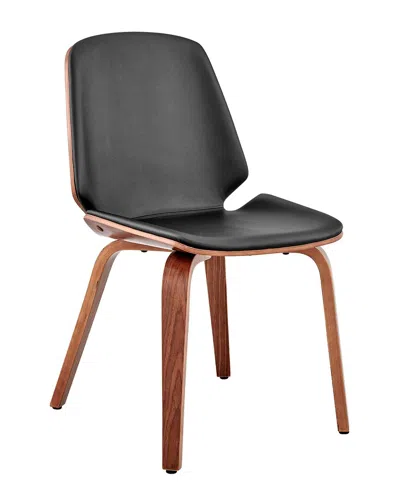 Armen Living Brinley Walnut Wood Dining Room Accent Chair In Black