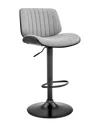 Armen Living Brock Adjustable Walnut Wood Bar Stool In Gray