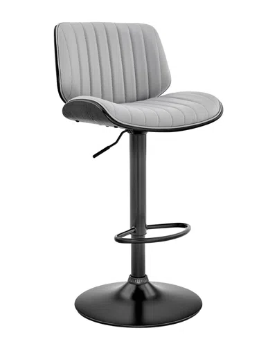 Armen Living Brock Adjustable Walnut Wood Bar Stool In Gray
