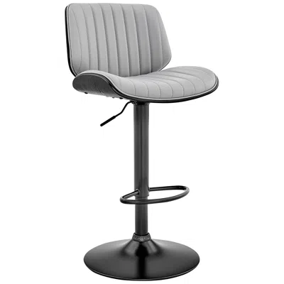Armen Living Brock Gray Faux Leather With Black Wood Adjustable Bar Stool