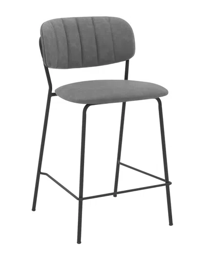 Armen Living Carlo 26in Metal Counter Height Bar Stool In Gray