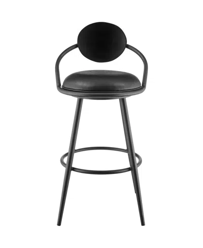 Armen Living Carnation 26" Faux Leather Swivel Counter Stool In Black