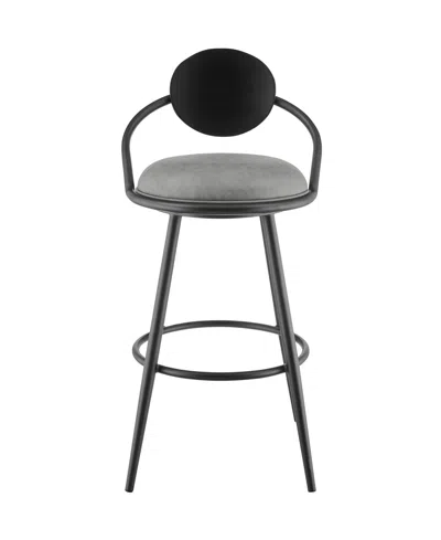 Armen Living Carnation 26" Faux Leather Swivel Counter Stool In Gray