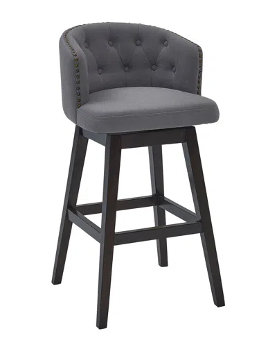 Armen Living Celine 30in Bar Height Wood Swivel Tufted Barstool