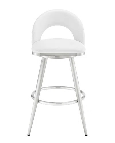 Armen Living Charlotte 26in Swivel Counter Stool In White