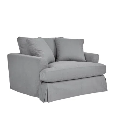 Armen Living Ciara 53" Upholstered Chair And A Half In Slate Gray,black