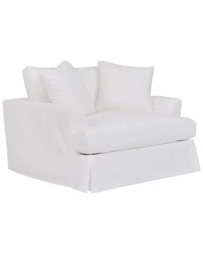 Armen Living Ciara 53" Upholstered Chair And A Half In White