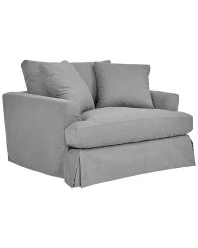 Armen Living Ciara 53in Upholstered Chair And A Half In Gray