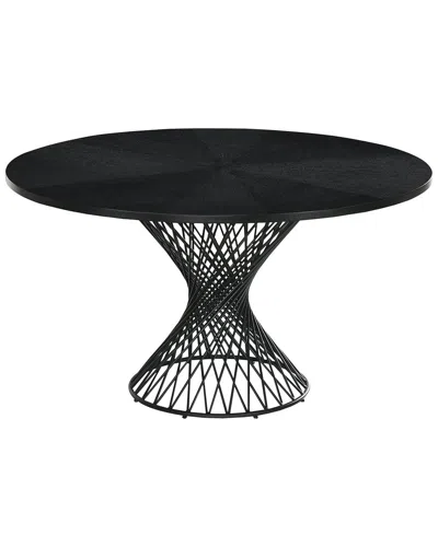 Armen Living Cirque 54in Round Wood And Metal Pedestal Dining Table In Black