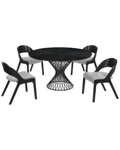 Armen Living Cirque And Polly 5pc Round Dining Set In Black