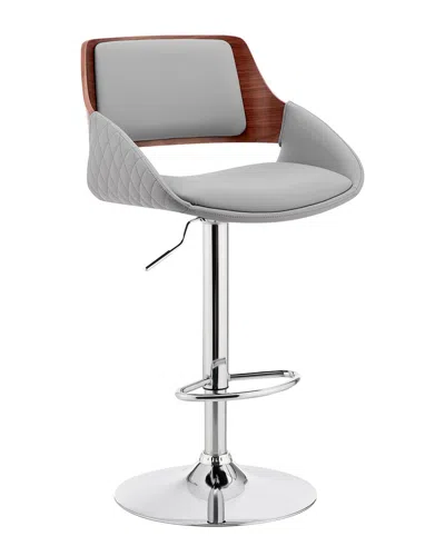 Armen Living Colby Adjustable Chrome Finish Bar Stool In Gray