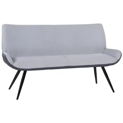 Armen Living Coronado 62.5 In. Wide Contemporary Bench In Gray Fabric With 4 Legs