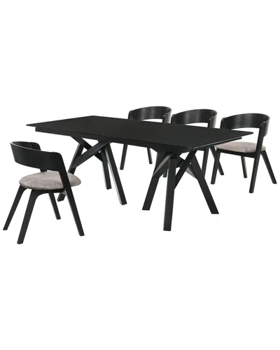 Armen Living Cortina And Jackie 5pc Rectangular Dining Set In Brown