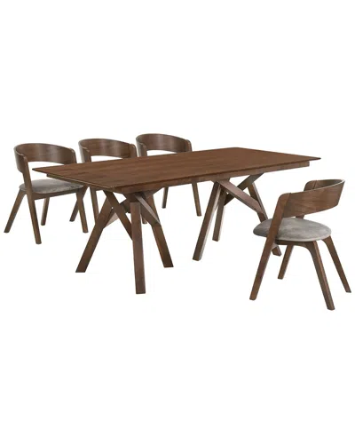 Armen Living Cortina And Jackie 5pc Walnut Rectangular Dining Set In Brown