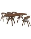 Armen Living Cortina And Jackie 5pc Walnut Rectangular Dining Set In Brown
