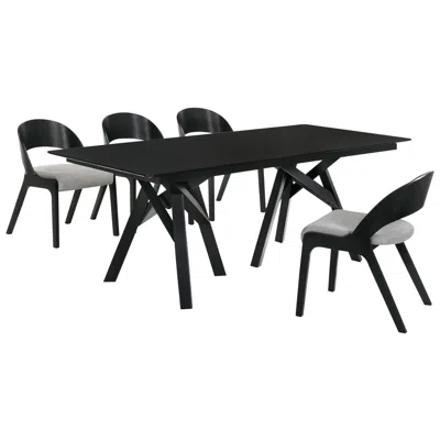 Armen Living Cortina And Polly 5pc Rectangular Dining Set In Black