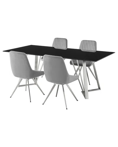 Armen Living Cressida & Skye Fabric 5pc Rectangular Dining Set In Black