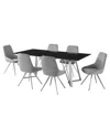 Armen Living Cressida & Skye Fabric7pc Rectangular Dining Set In Black