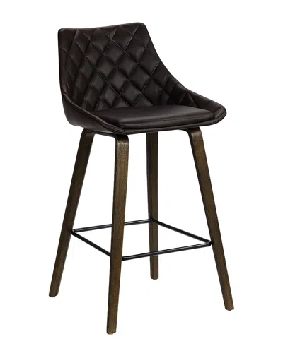 Armen Living Dani 26 Brown Faux Leather Barstool In Black