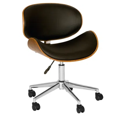 Armen Living Daphne Black Faux Leather Adjustable Swivel Office Chair In Brown
