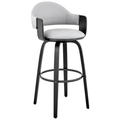 Armen Living Daxton 26 In. Barstool In Black Finish With Gray Faux Leather