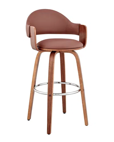 Armen Living Daxton 30in Brown Walnut Wood Bar Stool