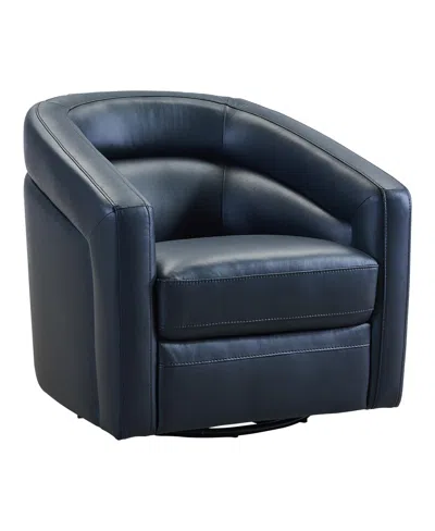 Armen Living Desi 32" Genuine Leather In Contemporary Swivel Accent Chair In Black