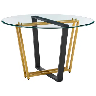 Armen Living Devi 48in Round Dining Table With Glass Tabletop In Multi