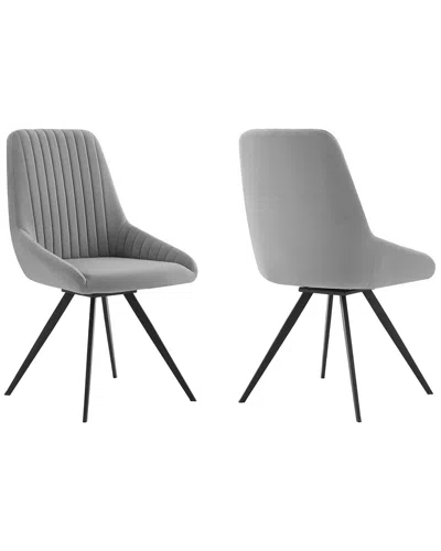 Armen Living Discontinued  Set Of 2 Alison Swivel Velvet & Metal Dining Chairs In Gray
