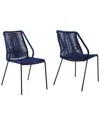 Armen Living Discontinued  Set Of 2 Clip Indoor/outdoor Stackable Steel Chairs In Black