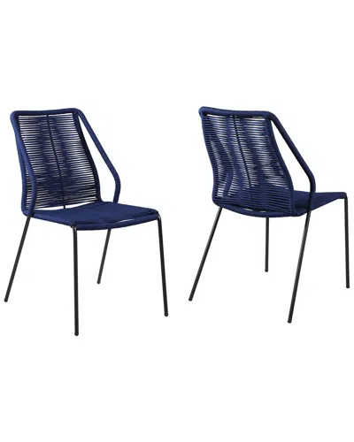 Armen Living Discontinued  Set Of 2 Clip Indoor/outdoor Stackable Steel Chairs In Black