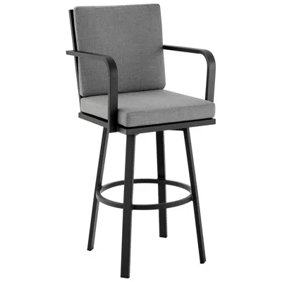 Armen Living Don 30" Outdoor Patio Bar Stool In Aluminum With Cushions