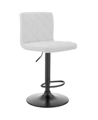Armen Living Duval Adjustable Faux Leather Swivel Bar Stool In White