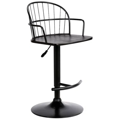 Armen Living Edward Adjustable Barstool In Black Powder Coated Finish