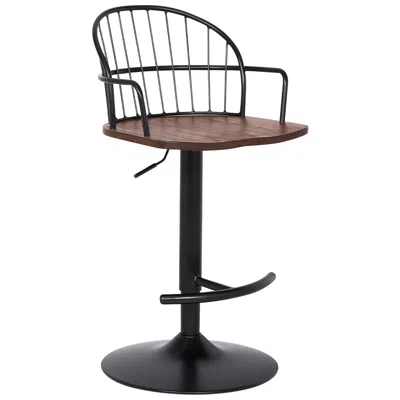Armen Living Edward Adjustable Barstool In Black Powder Coated Finish