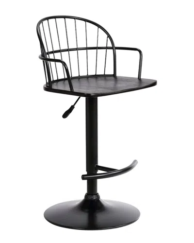 Armen Living Edward Adjustable Wood And Metal Barstool In Black