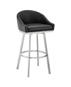 ARMEN LIVING ELEANOR 26" SWIVEL COUNTER STOOL IN BRUSHED STAINLESS STEEL AND FAUX LEATHER