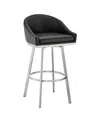 Armen Living Noran Swivel Bar Stool In Black,brushed Stainless Steel