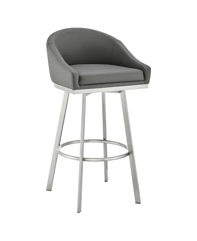 ARMEN LIVING ELEANOR 30" SWIVEL BAR STOOL IN BRUSHED STAINLESS STEEL WITH FAUX LEATHER