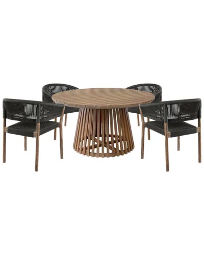 Armen Living Escondido Doris Outdoor Patio 5pc Round Dining Set In Black