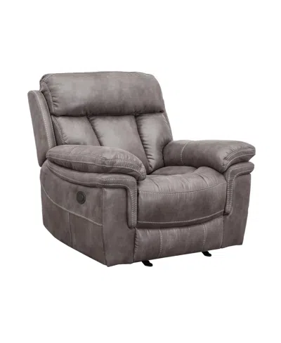 Armen Living Estelle 42" Fabric In Power Recliner Chair In Gunmetal