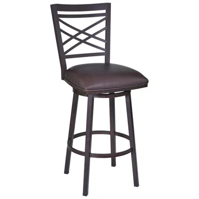 Armen Living Fargo 30 In. Barstool In Brown Pu Upholstery And Auburn Bay Finish In Black