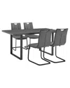 Armen Living Fenton And Gray Pacific 5pc Modern Rectangular Dining Set In Black