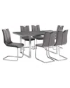 Armen Living Fenton And Gray Pacific 7pc Modern Rectangular Dining Set In Metallic