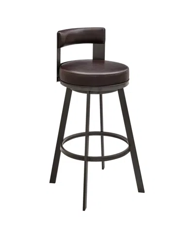 Armen Living Flynn 26" Swivel Counter Stool In Metal With Faux Leather In Brown
