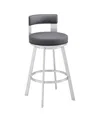 ARMEN LIVING FLYNN 26" SWIVEL COUNTER STOOL IN SILVER METAL WITH FAUX LEATHER