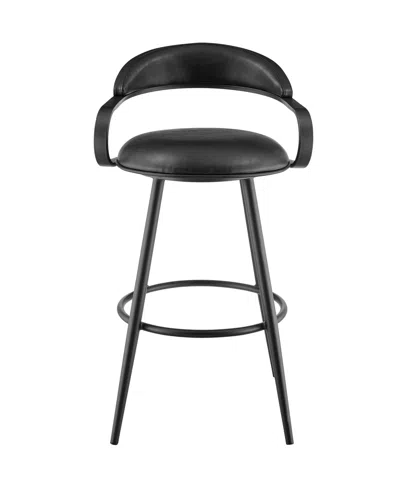 Armen Living Gardenia 26" Faux Leather Swivel Counter Stool In Black